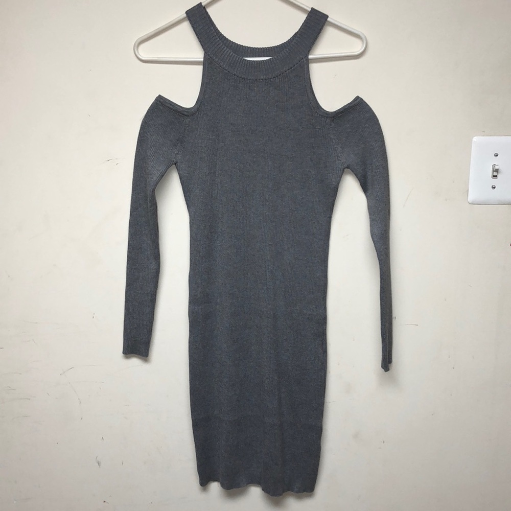 NWT Grey Cold Shoulder Dress Size Medium